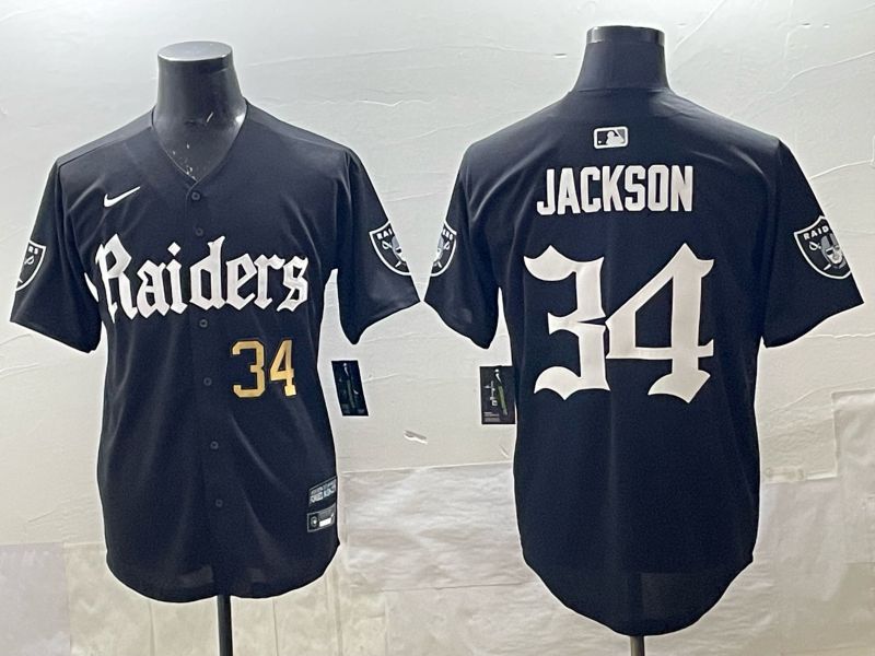 Men 2025 Oakland Raiders 34 Jackson black 6th generation Joint Name Nike Limited NFL Jersey style 03